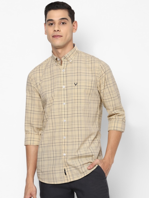 

Allen Solly Men Beige Slim Fit Tartan Checks Checked Casual Shirt