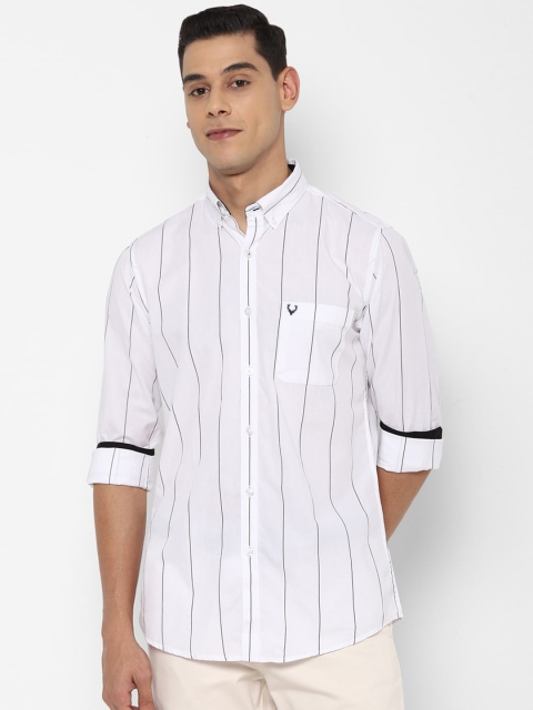 

Allen Solly Men White Slim Fit Striped Casual Shirt
