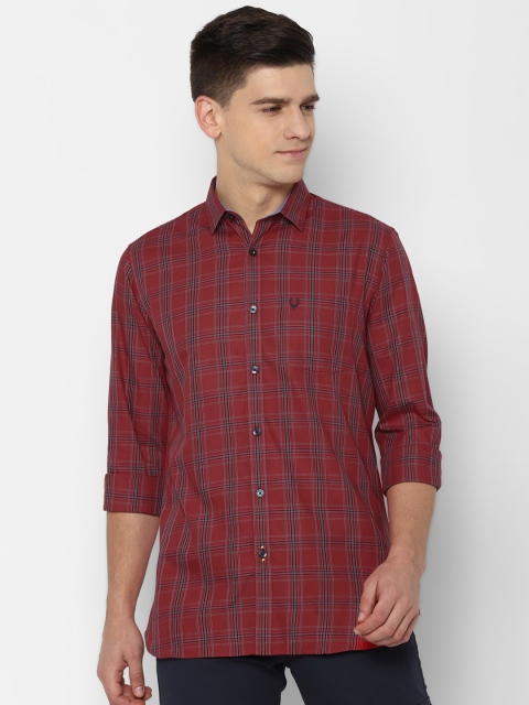

Allen Solly Men Maroon Slim Fit Tartan Checks Checked Casual Shirt