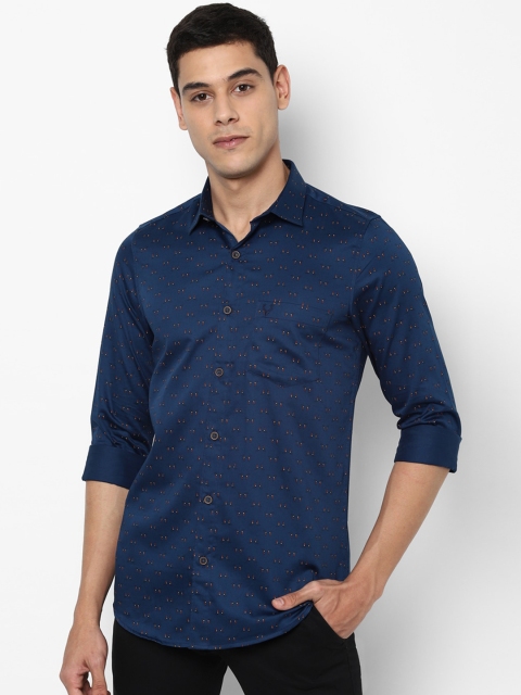

Allen Solly Men Navy Blue Slim Fit Printed Pure Cotton Casual Shirt