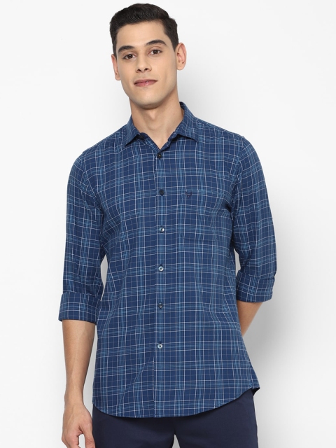

Allen Solly Men Navy Blue Slim Fit Tartan Checked Pure Cotton Casual Shirt