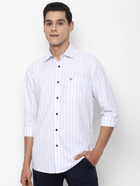 

Allen Solly Men White Slim Fit Pure Cotton Striped Casual Shirt