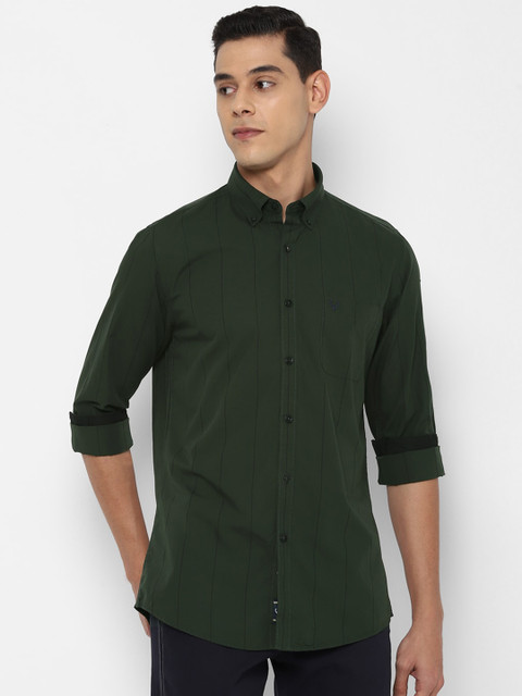 

Allen Solly Men Green Slim Fit Grid Tattersall Checks Checked Casual Shirt