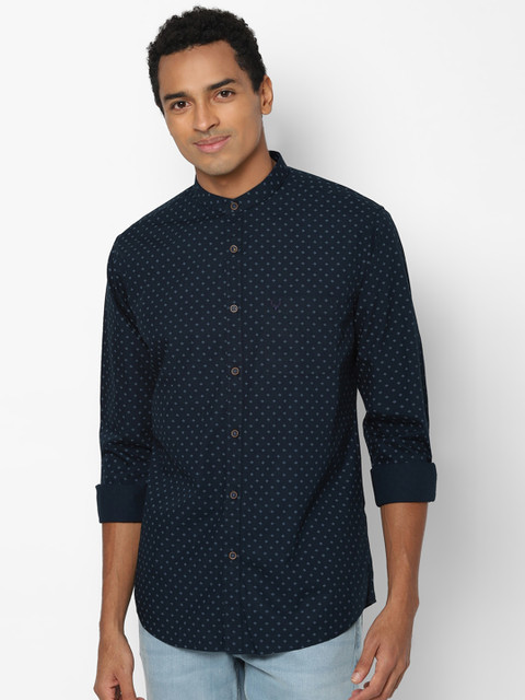 

Allen Solly Men Navy Blue Slim Fit Printed Casual Shirt