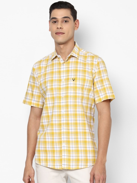 

Allen Solly Men Yellow Slim Fit Checked Pure Cotton Casual Shirt