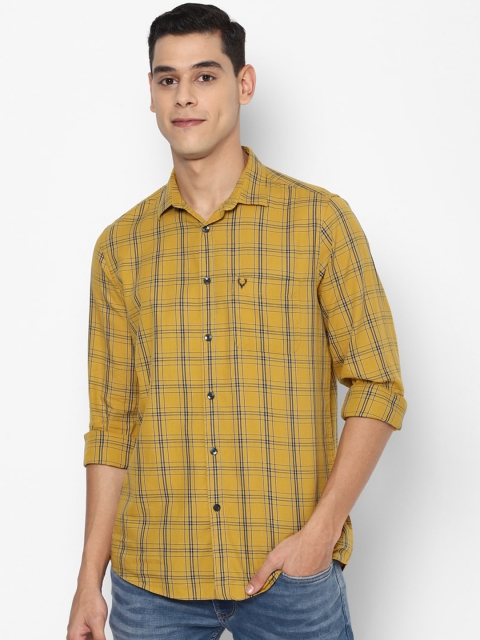 

Allen Solly Men Yellow Slim Fit Checked Pure Cotton Casual Shirt