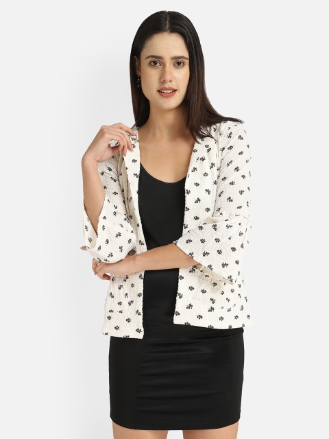 

Fbella Women Off-White & Black Ethnic Printed Shrug