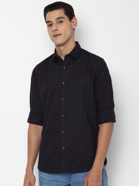 

Allen Solly Men Navy Blue Slim Fit Checked Pure Cotton Casual Shirt
