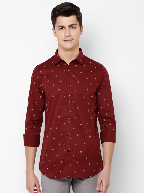 

Allen Solly Men Maroon Slim Fit Printed Pure Cotton Casual Shirt