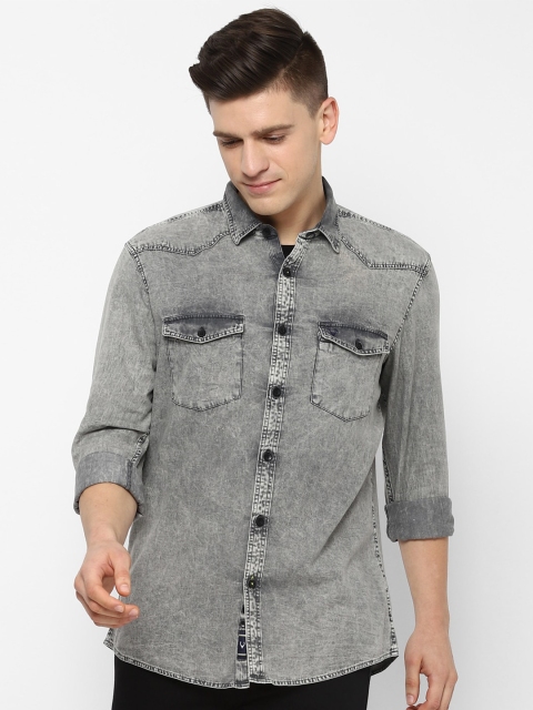 

Allen Solly Men Grey Faded Cotton Casual Denim Shirt