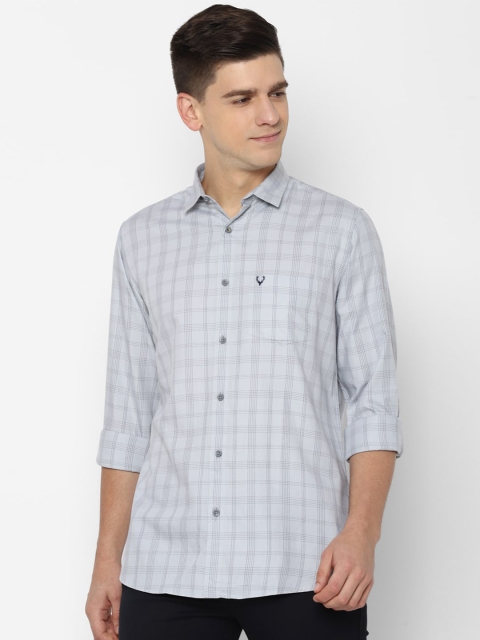 

Allen Solly Men Grey Slim Fit Checked Pure Cotton Casual Shirt