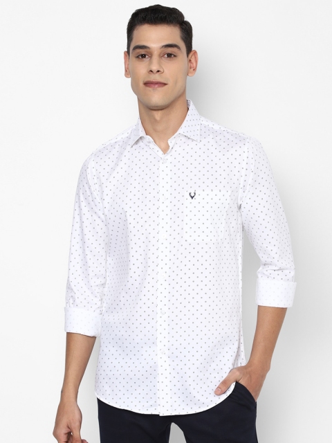 

Allen Solly Men White Slim Fit Printed Pure Cotton Casual Shirt