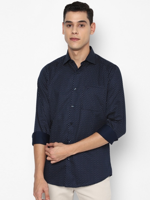 

Allen Solly Men Navy Blue Slim Fit Printed Pure Cotton Casual Shirt