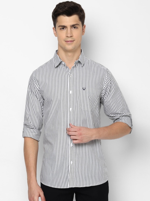 

Allen Solly Men Grey Slim Fit Striped Casual Shirt