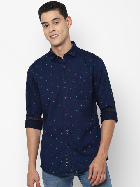 

Allen Solly Men Navy Blue Slim Fit Printed Casual Shirt