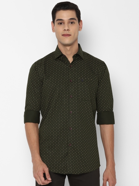 

Allen Solly Men Olive Green Slim Fit Printed Pure Cotton Casual Shirt