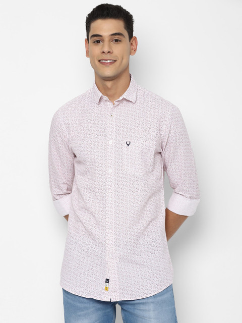 

Allen Solly Men Pink Slim Fit Printed Pure Cotton Casual Shirt