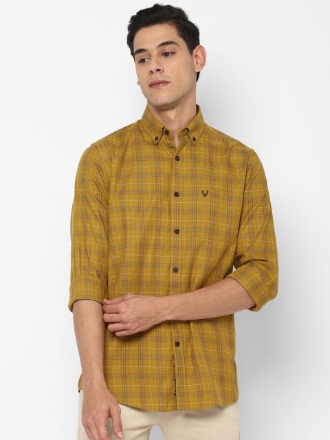 

Allen Solly Men Yellow Slim Fit Checked Pure Cotton Casual Shirt