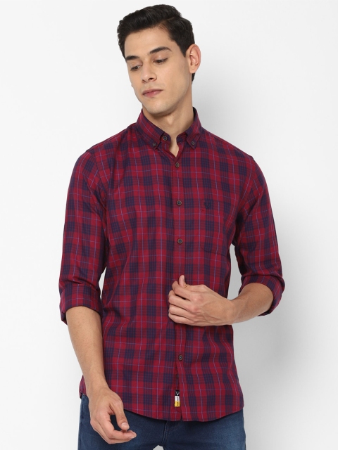 

Allen Solly Men Maroon Slim Fit Tartan Checks Checked Casual Shirt