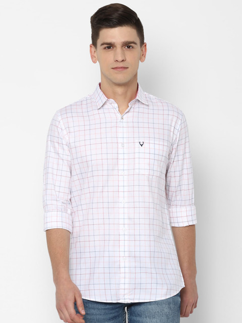 

Allen Solly Men White Slim Fit Checked Pure Cotton Casual Shirt