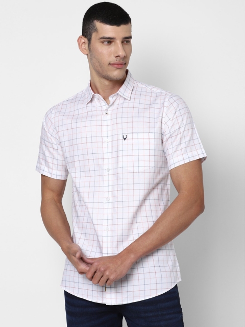 

Allen Solly Men White Slim Fit Grid Tattersall Checks Checked Casual Shirt