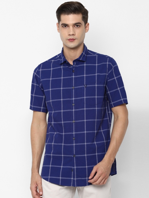 

Allen Solly Men Blue Slim Fit Windowpane Checks Checked Casual Shirt