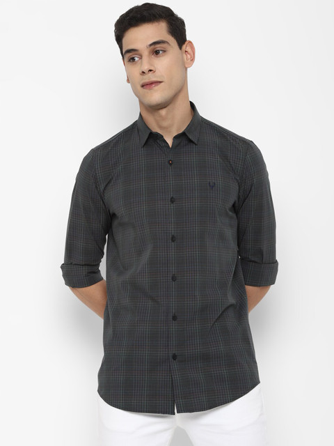 

Allen Solly Men Grey Slim Fit Tartan Checks Checked Casual Shirt