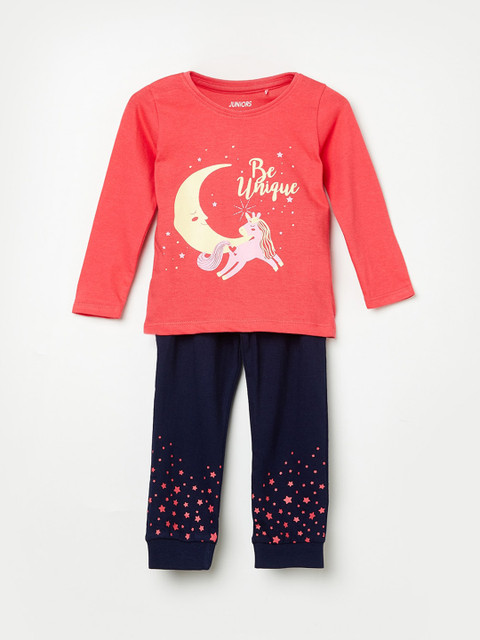 

Juniors by Lifestyle Girls Red Cotton Sleepsuit