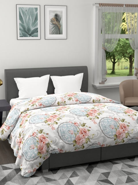 

BIANCA Grey & White Floral Microfiber AC Room 120 GSM Double Bed Comforter