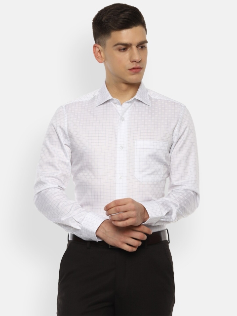 

Louis Philippe Men White Grid Tattersall Checks Checked Formal Shirt