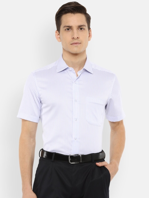 

Louis Philippe Permapress Men Blue Striped Cotton Formal Shirt