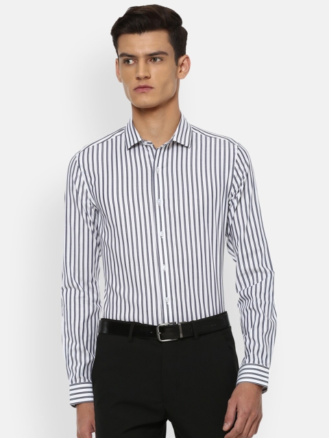 

Louis Philippe Permapress Men Grey Slim Fit Striped Formal Shirt