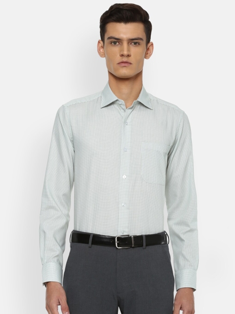 

Louis Philippe Men Green Micro Checks Printed Cotton Formal Shirt