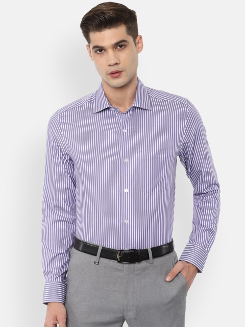 

Louis Philippe Men Purple Striped Pure Cotton Formal Shirt