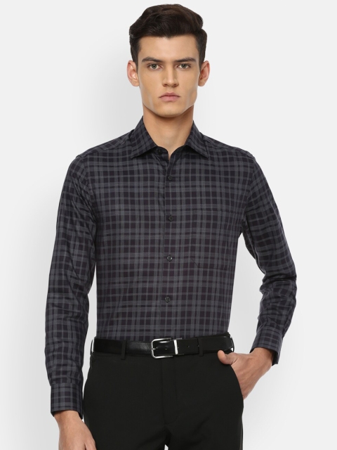 

Louis Philippe Men Grey Checked Cotton Formal Shirt