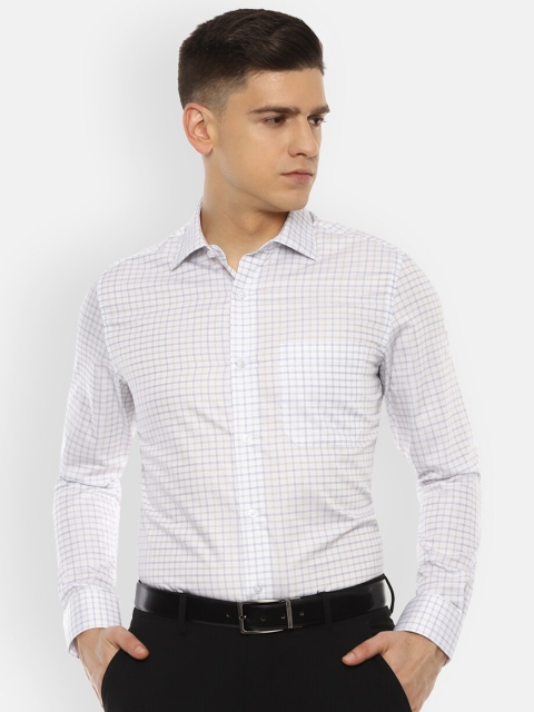 

Louis Philippe Men White Grid Tattersall Checks Checked Formal Shirt