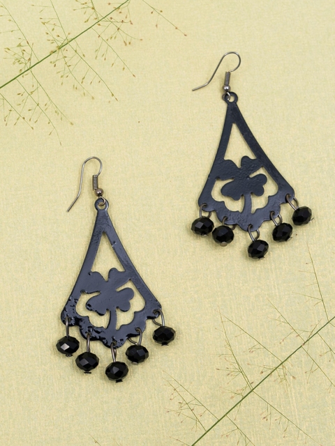 

Jewelz Black Metallic Mesh Triangle Shape Drop Earrings