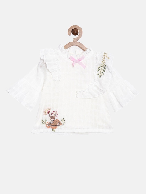 

Nuberry Girls White Floral Print Top