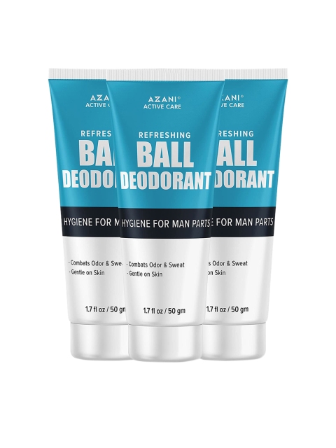 

Azani Active Care Men Pack of 3 Anti-Chafing Deo Balm For Odor Sweat Itch Redness With Niacinamide 50 g, White