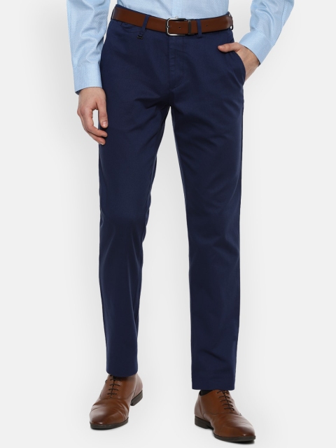 

Van Heusen Men Navy Blue Slim Fit Pure Cotton Formal Trousers