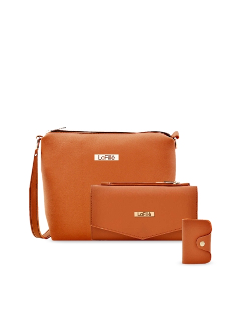 

LaFille Set of 3 Tan PU Structured Bags