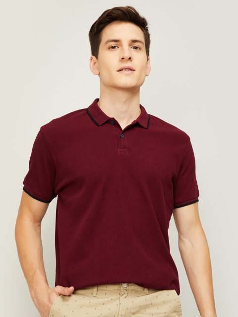 

CODE by Lifestyle Men Maroon Polo Collar Cotton T-shirt