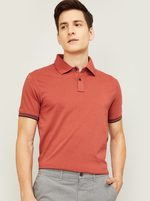 

CODE by Lifestyle Men Rust Red Polo Collar T-shirt