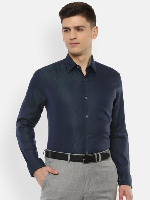 

Luxure by Louis Philippe Men Navy Blue Formal Shirt