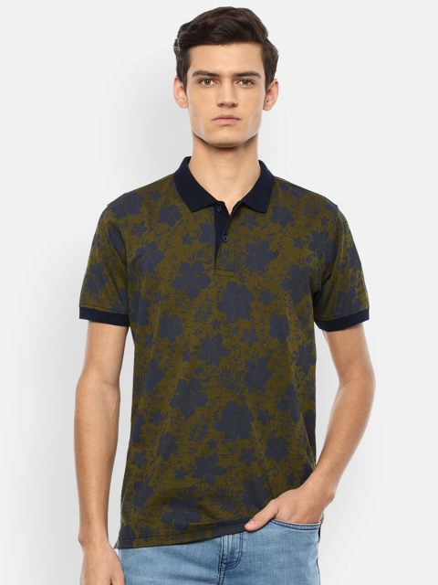 

Van Heusen Sport Men Olive Green Printed Polo Collar Tropical Pockets T-shirt