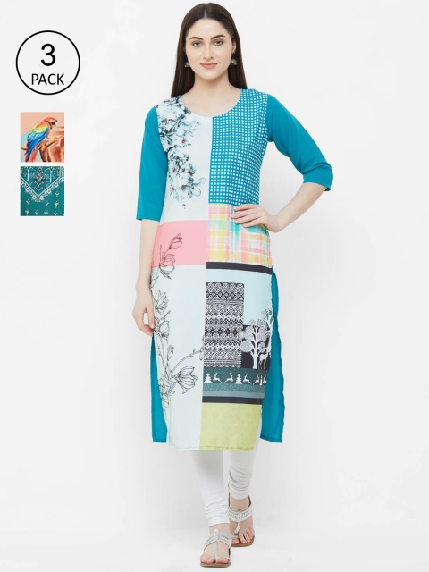 

Ethnic basket Women Pack Of 3 Kurtas, Peach