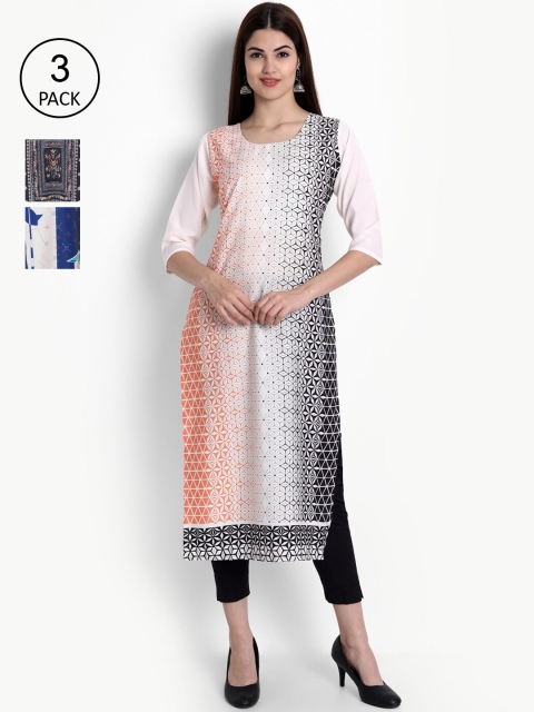 

Ethnic basket Women Pack Of 3 Kurtas, White