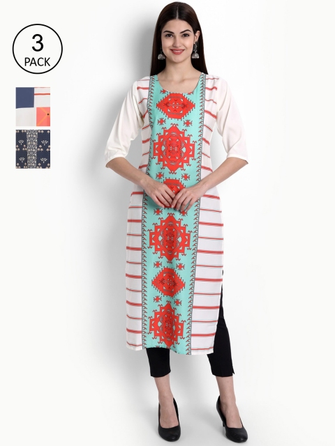

Ethnic basket Women Pack Of 3 Kurtas, Black