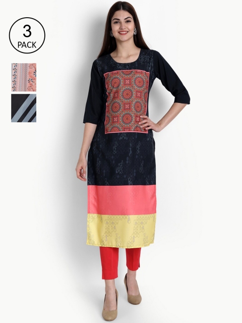 

Ethnic basket Women Pack Of 3 Kurtas, Pink
