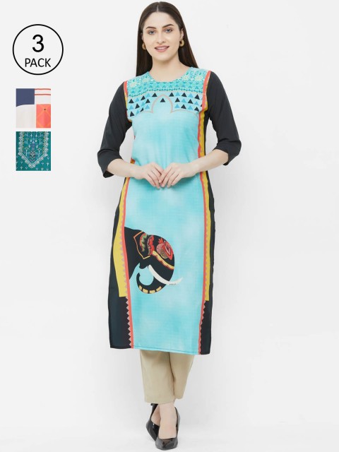 

Ethnic basket Women Pack of 2 Printed Kurtas, Blue